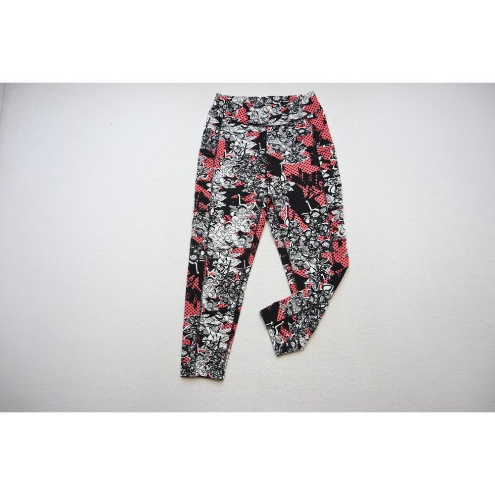 Pop‎ Fit Compression Leggings Capri Pants Gym Floral Work Out Womens Size Medium